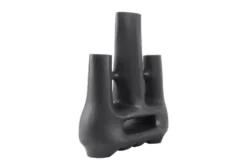 Casa Padrino Luxus Vase Schwarz 38,5 x 18 x H. 45 cm - Große Keramik Vase der Linked Serie mit strukturierter Oberfläche - Luxus Deko Accessoires