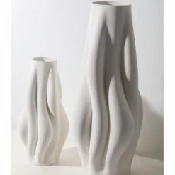 Casa Padrino Luxus Vase Weiß H. 75 cm - Keramik Blumenvase - Deko Accessoires