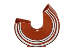 Casa Padrino Luxus Vase 36 x 10 x H. 36,5 cm - Elegante flache Deko Vase Margot aus feinem Steingut - Luxus Deko Accessoires