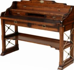 Casa Padrino Luxus Vintage Stil Sekretär Braun 130 x 48 x H. 103,5 cm - Massivholz Schreibtisch - Massivholz Bürotisch - Vintage Stil Büro Möbel - Luxus Büro Möbel - Massivholz Büro Möbel