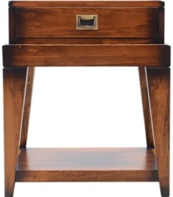 Casa Padrino Luxus Vintage Stil Beistelltisch Braun / Messing 54 x 54 x H. 64,5 cm - Quadratischer Nachttisch mit Schublade - Wohnzimmer Möbel - Schlafzimmer Möbel - Luxus Vintage Stil Möbel