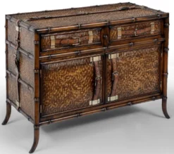 Casa Padrino Luxus Vintage Stil Sideboard Braun 114 x 50 x H. 80 cm - Massivholz Schrank mit 2 Schubladen und 2 Türen - Massivholz Möbel - Vintage Stil Möbel - Luxus Möbel