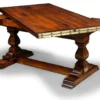 Casa Padrino Luxus Vintage Stil Esstisch Braun / Messing 180 x 85 x H. 78 cm - Rechteckiger Massivholz Esszimmertisch mit ausklappbarer Tischplatte - Esszimmer Möbel - Luxus Vintage Stil Möbel