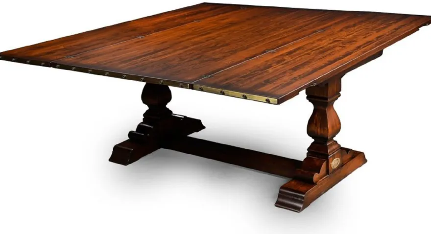 Casa Padrino Luxus Vintage Stil Esstisch Braun / Messing 180 x 85 x H. 78 cm - Rechteckiger Massivholz Esszimmertisch mit ausklappbarer Tischplatte - Esszimmer Möbel - Luxus Vintage Stil Möbel