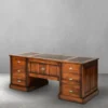 Casa Padrino Luxus Vintage Stil Schreibtisch Braun 180 x 80 x H. 78,5 cm - Massivholz Bürotisch mit 12 Schubladen - Vintage Stil Büro Möbel - Luxus Büro Möbel - Massivholz Büro Möbel