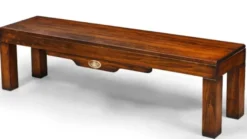Casa Padrino Luxus Vintage Stil Sitzbank Braun 158 x 38 x H. 44,5 cm - Massivholz Bank - Vintage Stil Möbel - Massivholz Möbel - Bar Möbel - Luxus Möbel