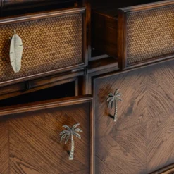 Casa Padrino Luxus Vintage Stil Sideboard Braun 180 x 50 x H. 90 cm - Massivholz Schrank mit 3 Schubladen und 3 Türen - Massivholz Möbel - Vintage Stil Möbel - Luxus Möbel