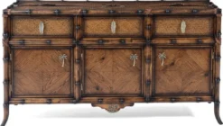 Casa Padrino Luxus Vintage Stil Sideboard Braun 180 x 50 x H. 90 cm - Massivholz Schrank mit 3 Schubladen und 3 Türen - Massivholz Möbel - Vintage Stil Möbel - Luxus Möbel