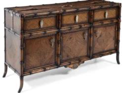 Casa Padrino Luxus Vintage Stil Sideboard Braun 180 x 50 x H. 90 cm - Massivholz Schrank mit 3 Schubladen und 3 Türen - Massivholz Möbel - Vintage Stil Möbel - Luxus Möbel