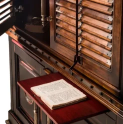 Casa Padrino Luxus Vintage Stil Bücherschrank Braun / Naturfarben / Schwarz 146,5 x 46 x H. 247 cm - Massivholz Schrank - Regalschrank - Wohnzimmerschrank - Büroschrank - Luxus Massivholz Möbel