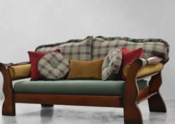 Casa Padrino Luxus Vintage Stil Sofa Grün / Rot / Dunkelbraun 185 x 98 x H. 85 cm - Massivholz Wohnzimmer Sofa mit elegantem Muster - Wohnzimmer Möbel - Luxus Möbel - Vintage Stil Möbel