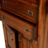 Casa Padrino Luxus Vintage Stil Bücherschrank Braun / Messing 70 x 34 x H. 185 cm - Massivholz Wohnzimmer Schrank - Büro Schrank - Wohnzimmer Möbel - Büro Möbel - Luxus Vintage Stil Möbel