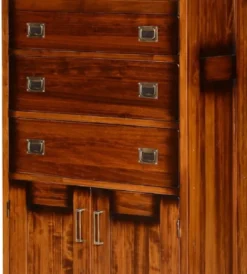 Casa Padrino Luxus Vintage Stil Bücherschrank Braun / Messing 70 x 34 x H. 185 cm - Massivholz Wohnzimmer Schrank - Büro Schrank - Wohnzimmer Möbel - Büro Möbel - Luxus Vintage Stil Möbel