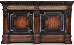 Casa Padrino Luxus Vintage Stil Sideboard mit 2 Türen und Marmorplatte Braun / Naturfarben / Schwarz 212,5 x 56 x H. 123,5 cm - Massivholz Schrank - Vintage Stil Möbel - Luxus Massivholz Möbel
