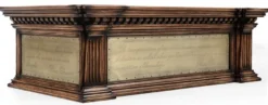Casa Padrino Luxus Vintage Stil Couchtisch Braun / Grün / Messing 156 x 89,5 x H. 48 cm - Rechteckiger Massivholz Wohnzimmertisch mit Schublade - Luxus Vintage Stil Wohnzimmer Möbel