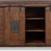Casa Padrino Luxus Vintage Stil Sideboard mit 2 Schiebetüren und 16 Schubladen Dunkelbraun 168 x 43 x H. 94 cm - Massivholz Schrank - Vintage Stil Möbel - Luxus Möbel - Massivholz Möbel