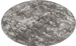 Casa Padrino Luxus Viskose Teppich Grau Ø 280 cm - Handgewebter runder Wohnzimmer Teppich - Luxus Qualität