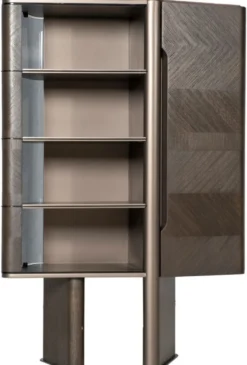 Casa Padrino Luxus Vitrine Dunkelbraun / Bronze 105,95 x 48,15 x H. 170 cm - Vitrinenschrank mit Tür - Hotel Möbel - Luxus Möbel - Luxus Kollektion