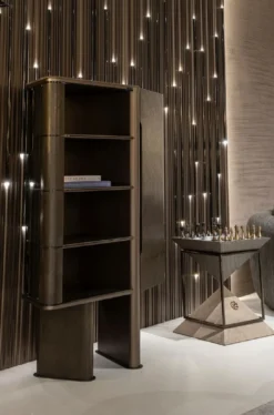 Casa Padrino Luxus Vitrine Dunkelbraun / Bronze 105,95 x 48,15 x H. 170 cm - Vitrinenschrank mit Tür - Hotel Möbel - Luxus Möbel - Luxus Kollektion
