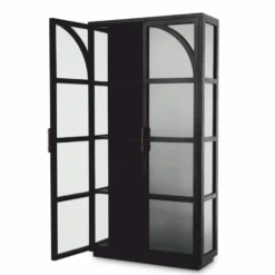 Casa Padrino Luxus Vitrine Schwarz / Bronze 118 x 44,5 x H. 210 cm - Luxus Interior