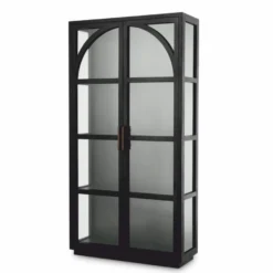 Casa Padrino Luxus Vitrine Schwarz / Bronze 118 x 44,5 x H. 210 cm - Luxus Interior