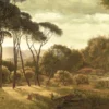 Casa Padrino Luxus Vorhang Set Landschaft Mehrfarbig 250 x H. 290 cm - Bedruckte Leinen & Samt Vorhänge - Ösenvorhänge - Schiebevorhänge - Luxus Qualität