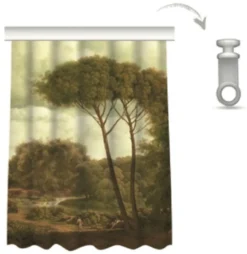 Casa Padrino Luxus Vorhang Set Landschaft Mehrfarbig 250 x H. 290 cm - Bedruckte Leinen & Samt Vorhänge - Ösenvorhänge - Schiebevorhänge - Luxus Qualität