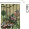 Casa Padrino Luxus Vorhang Set Dschungel & Tiger Mehrfarbig 250 x H. 290 cm - Bedruckte Leinen & Samt Vorhänge - Ösenvorhänge - Schiebevorhänge - Wohnzimmer Schlafzimmer Vorhänge