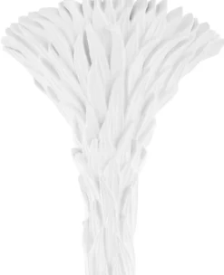 Casa Padrino Luxus Wanddeko Mattweiß 39,5 x 17 x H. 174 cm - Geschnitzte Kunstharz Palmenblätter - Luxus Deko Accessoires