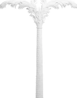 Casa Padrino Luxus Wanddeko Palme Mattweiß 260 x H. 260 cm - Kunstharz Palme - Luxus Deko Accessoires