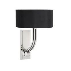 Casa Padrino Luxus Wandleuchte Silber / Schwarz 14 x 13 x H. 40 cm - Wandleuchte mit ovalem Lampenschirm