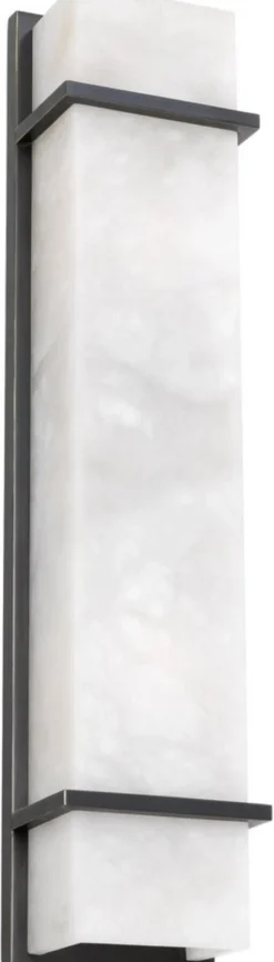 Casa Padrino Luxus Wandleuchte Bronze / Alabaster 13 x 9 x H. 60 cm - Elegante Wandlampe mit Alabaster Lampenschirm - Luxus Leuchten