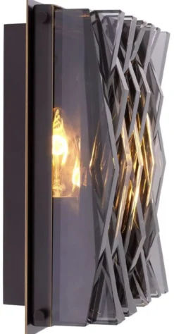 Casa Padrino Luxus Wandleuchte Bronzefarben / Grau 24 x 9 x H. 24 cm - Elegante Metall Wandlampe mit Glas Lampenschirm - Luxus Leuchten