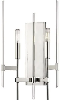 Casa Padrino Luxus Wandleuchte Silber 27,9 x 12,1 x H. 46,9 cm - Elegante Wandlampe mit Messing Armen und Glasstäben - Luxus Kollektion