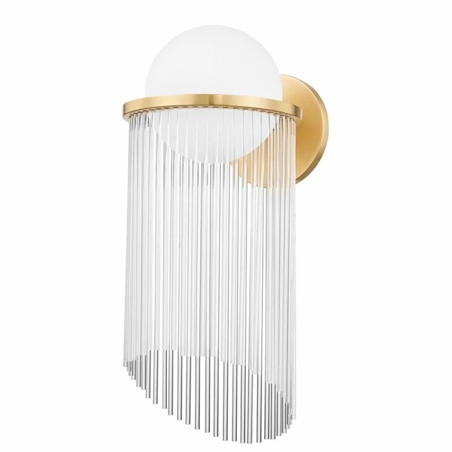 Casa Padrino Luxus Wandleuchte Antik Messing / Weiß H. 50,8 cm - Luxus Leuchten