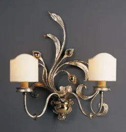 Casa Padrino Luxus Wandleuchte Gold B. 45 x H. 51 cm - Handgefertigte Wandleuchte aus Schmiedeeisen - Luxus Kollektion - Edel & Prunkvoll