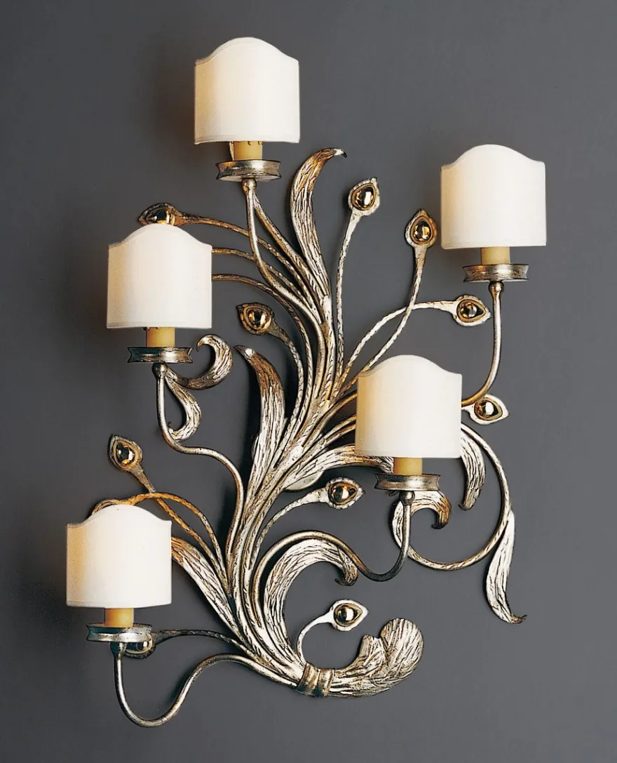 Casa Padrino Luxus Wandleuchte Gold B. 66 x H. 84 cm - Handgefertigte Wandleuchte aus Schmiedeeisen - Luxus Kollektion - Edel & Prunkvoll