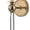 Casa Padrino Luxus Wandleuchte Antik Messingfarben / Weiß 12,7 x 17,2 x H. 56,5 cm - Wandlampe mit Kristallglas und rundem Seiden Lampenschirm