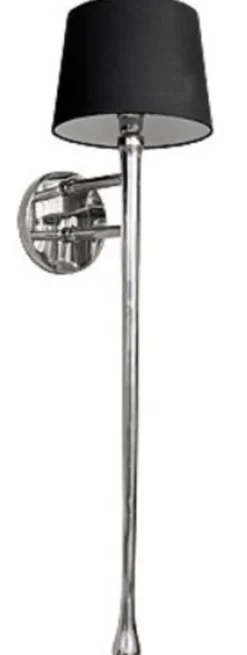 Casa Padrino Luxus Wandleuchte Silber / Schwarz 19 x 20 x H. 103 cm - Hotel & Restaurant Wandlampe mit Lampenschirm