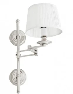 Casa Padrino Luxus Wandleuchte Nickel mit Schwenkarm - 21,5 x 37-50 x 51 cm
