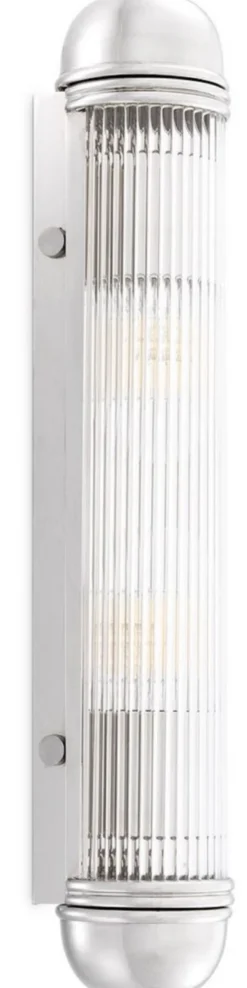Casa Padrino Luxus Wandleuchte Silber 7 x 7,5 x H. 40 cm - Elegante Metall Wandlampe mit Glas Lampenschirm - Luxus Leuchten