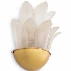 Casa Padrino Luxus Wandleuchte Antik Messing / Hellgrau H. 40 cm - Luxus Leuchten