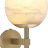 Casa Padrino Luxus Wandleuchte Antik Messingfarben / Alabaster 18 x 26 x H. 35 cm - Elegante Metall Wandlampe mit rundem Alabaster Lampenschirm - Luxus Kollektion