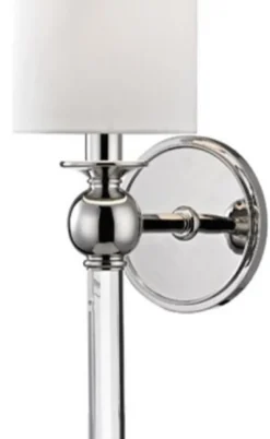 Casa Padrino Luxus Wandleuchte Silber / Weiß 12,7 x 17,2 x H. 56,5 cm - Wandlampe mit Kristallglas und rundem Seiden Lampenschirm