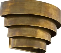 Casa Padrino Luxus Wandleuchte Vintage Messing 30 x 16 x H. 18,5 cm - Halbrunde Messing Wandlampe - Wohnzimmer Wandleuchte - Hotel Wandleuchte - Restaurant Wandleuchte - Luxus Leuchten