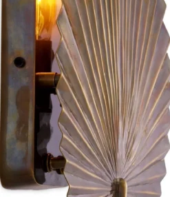 Casa Padrino Luxus Wandleuchte Vintage Messing 30,5 x 8,5 x H. 40 cm - Messing Wandlampe im Palmenblatt Design - Hotel & Restaurant Leuchte