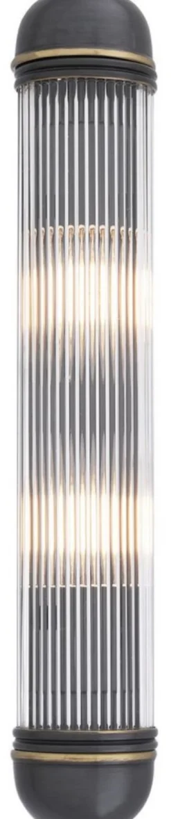 Casa Padrino Luxus Wandleuchte Bronzefarben 7 x 7,5 x H. 40 cm - Elegante Metall Wandlampe mit Glas Lampenschirm - Luxus Leuchten