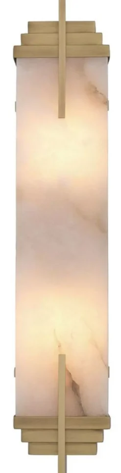 Casa Padrino Luxus Wandleuchte Antik Messing / Alabaster 10,5 x 8,5 x H. 51 cm - Wandlampe mit Alabaster Lampenschirm - Luxus Leuchten