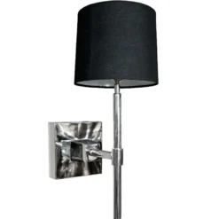 Casa Padrino Luxus Wandleuchte Silber / Schwarz 26 x 17 x H. 32 cm - Wandleuchte mit Ausleger und Lampenschirm