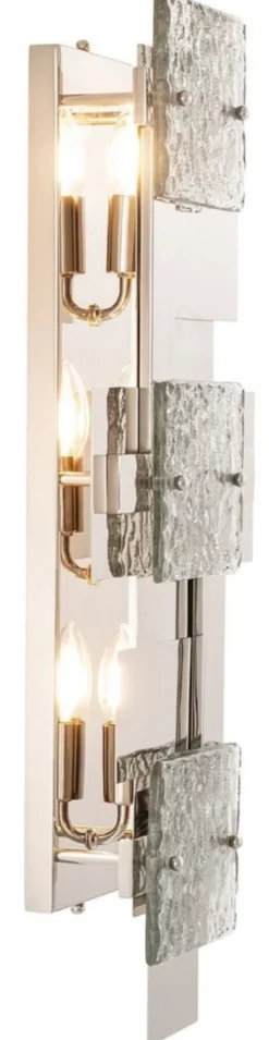 Casa Padrino Luxus Wandleuchte Silber 29,5 x 11 x H. 77 cm - Wohnzimmer Wandlampe - Exzellente Verarbeitung - Luxus Kollektion